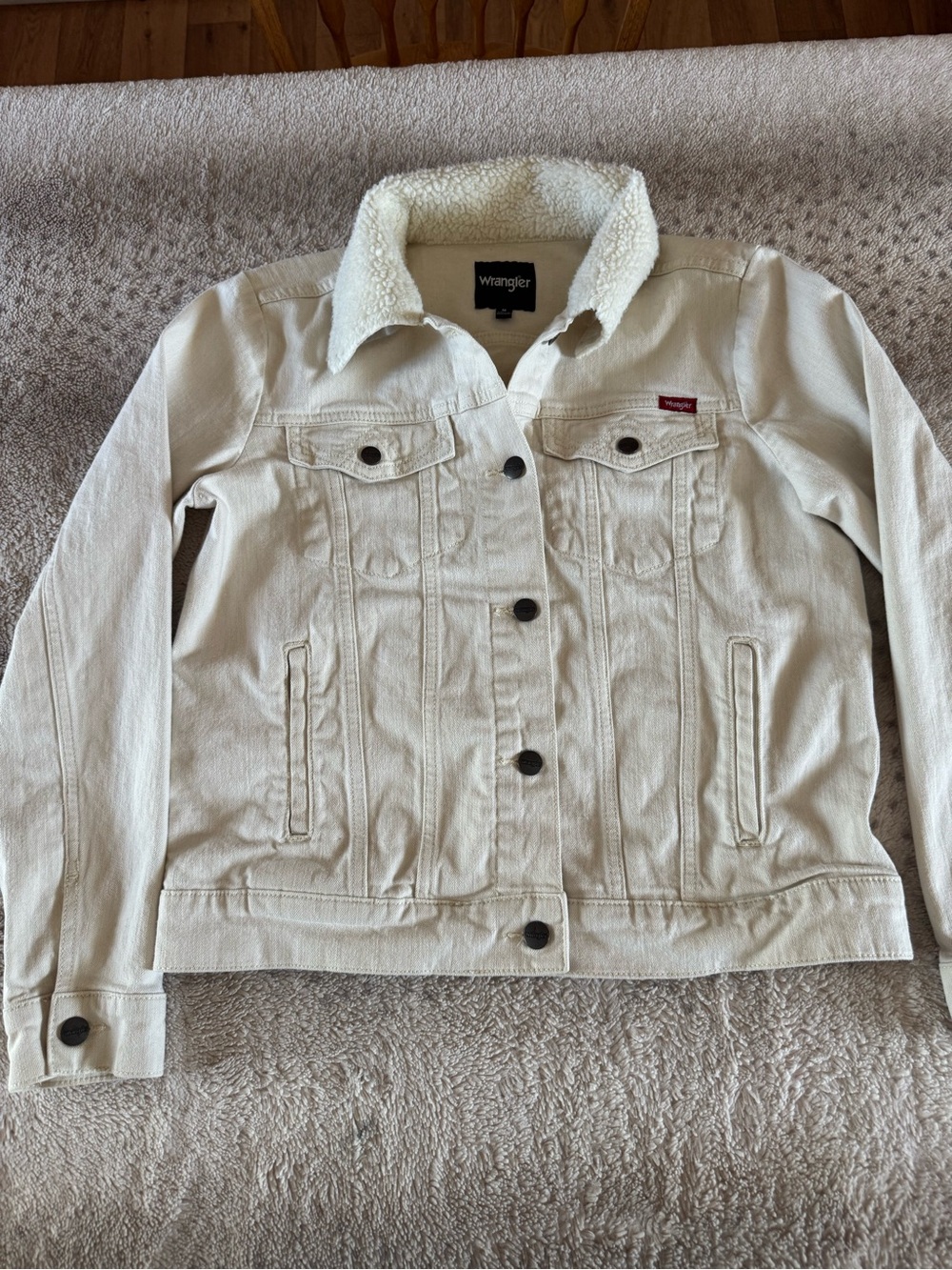 Wrangler Cream Sherpa Collar Denim Jacket